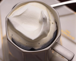 white ceramic mug with coffee and whip cream HD wallpaper